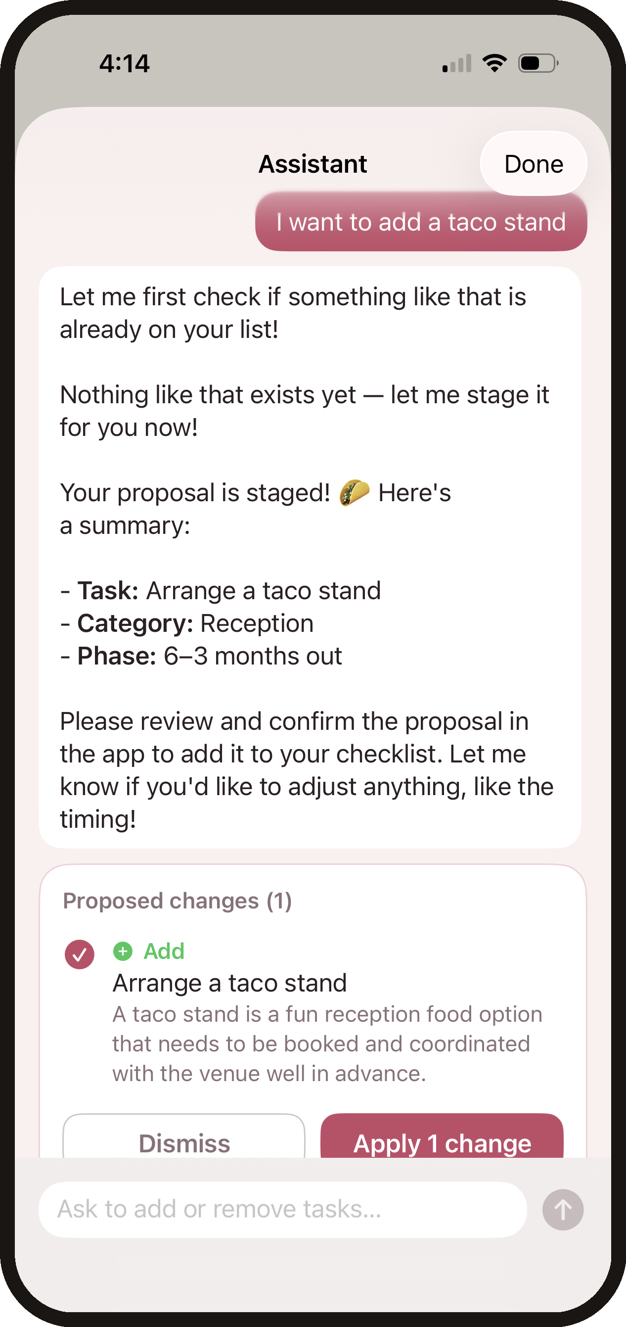 Better Planner AI assistant adding tasks to your checklist
