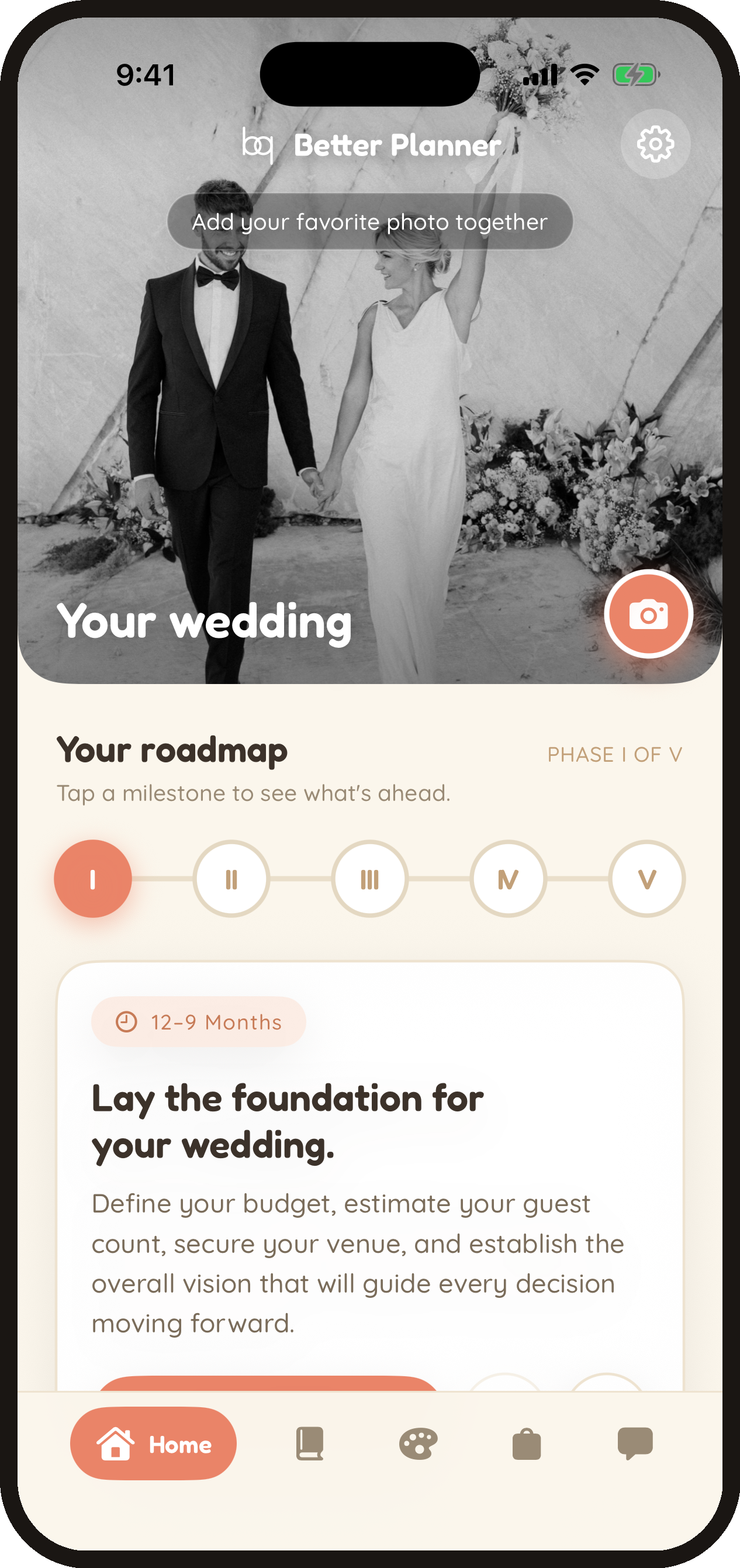 Better Planner home screen — cover photo, countdown and your roadmap